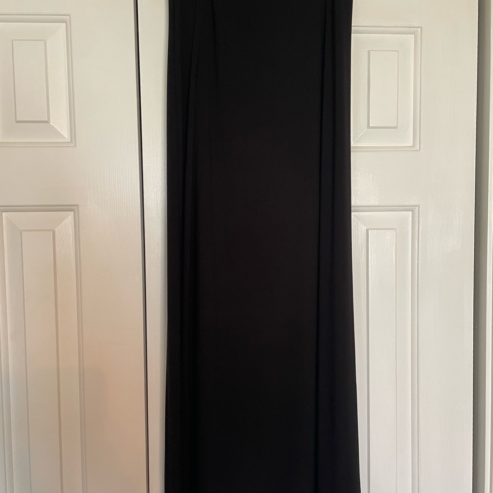 CeCe Black Pencil Maxi Skirt with Slit for Work